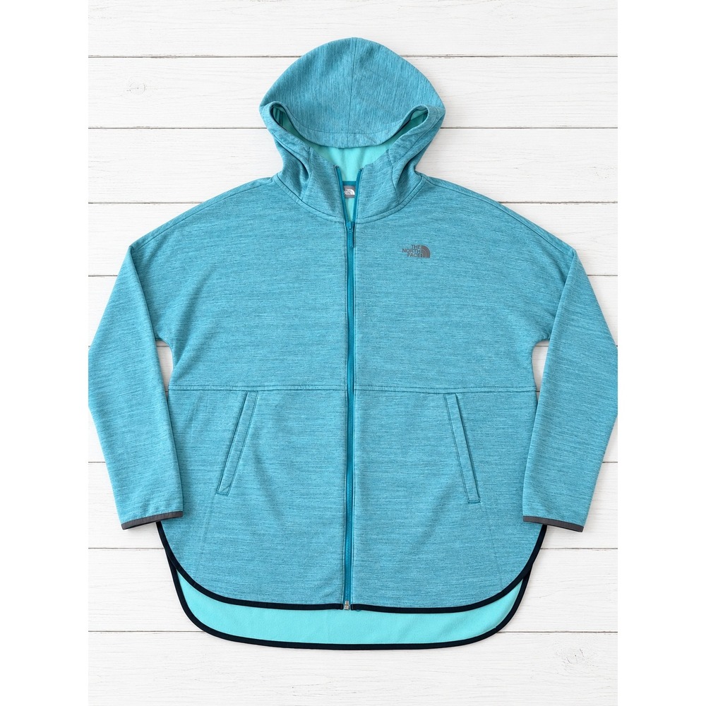 The North Face Full Zip Hoodie Space Dye Teal Oversized Activewear Small